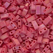 Miyuki half tila 5x2.4mm beads - Opaque dark red matted ab HTL-408FR